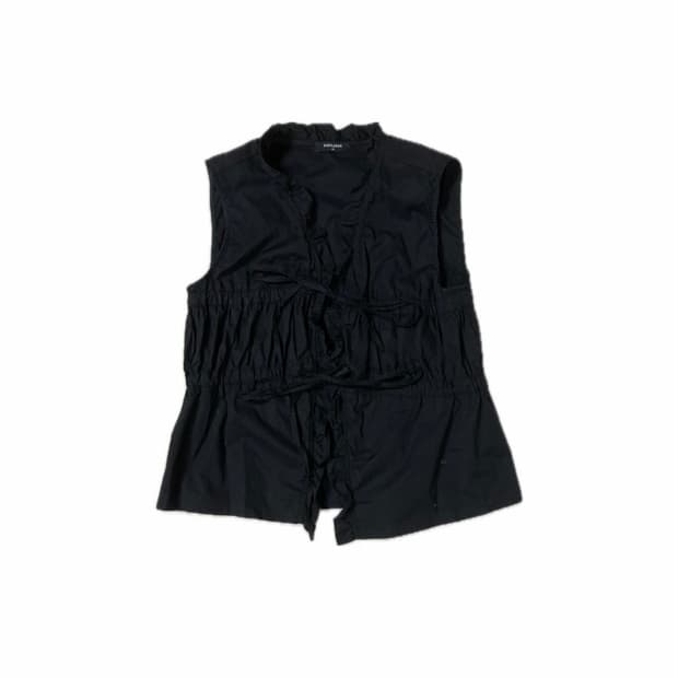 버커루 여성 코튼 프릴 민소매 블라우스 셔츠 블랙 