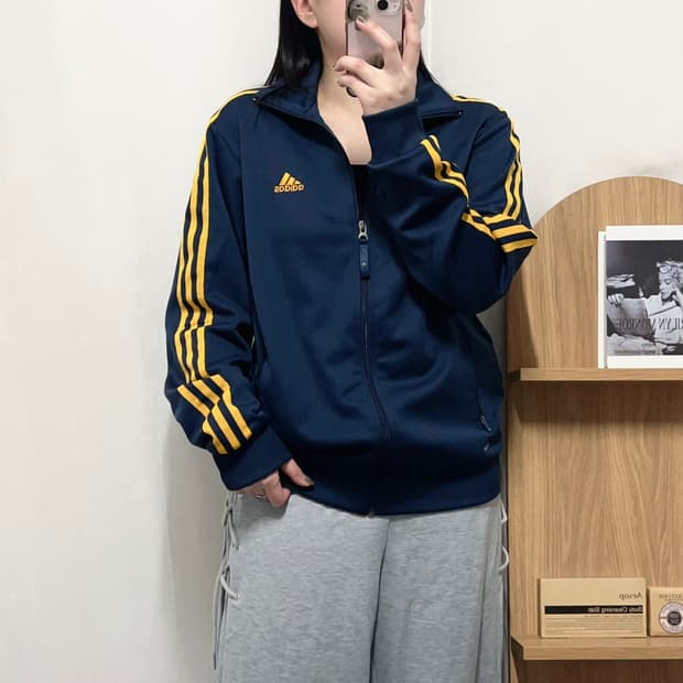 [정품] 아디다스 네이비 옐로우삼선 져지 [ 100 ]
