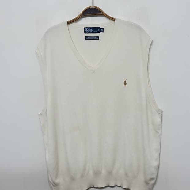 (XXL) 랄프로렌 폴로 빅사이즈 조끼 아이보리 피마코튼 베스트 