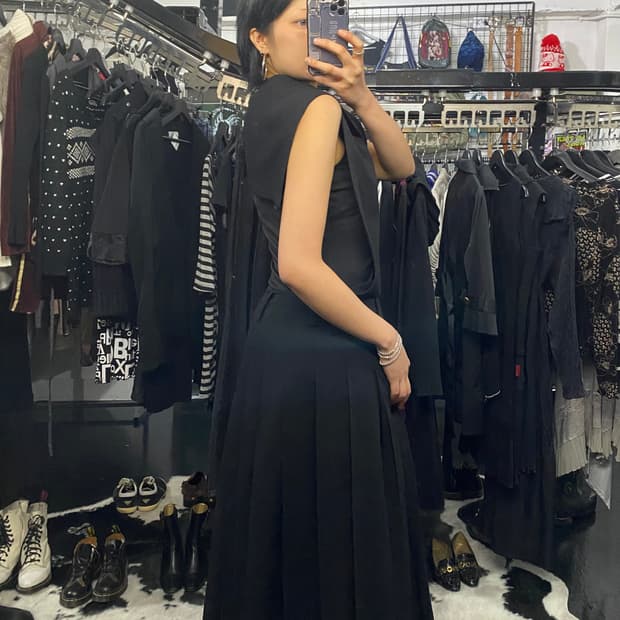 Comme des Garcons Tricot 백리스 홀터 원피스