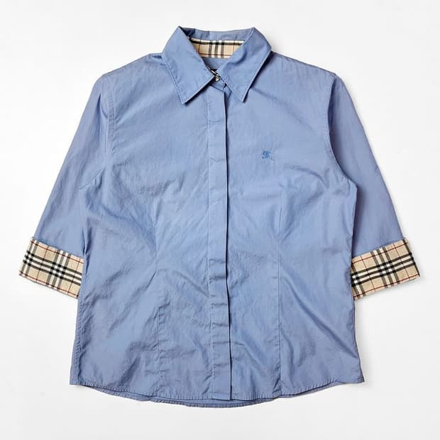 버버리 00s 노바체크 7부 솔리드 셔츠 PN5291