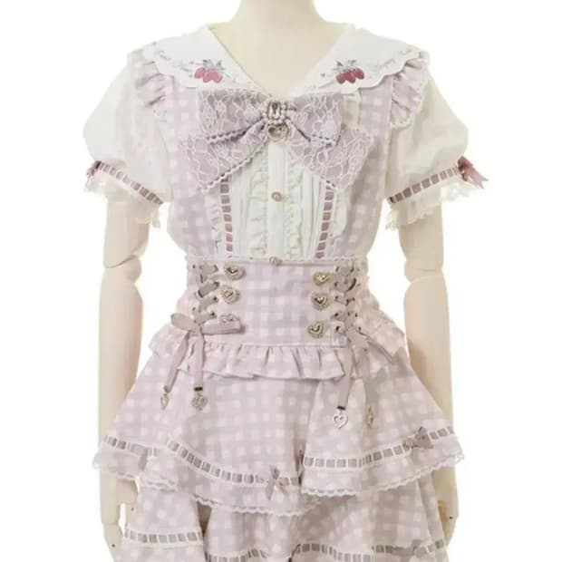 구함) 리즈리사 깅엄 서스펜더 스커트 양지뢰 지뢰계 양산형