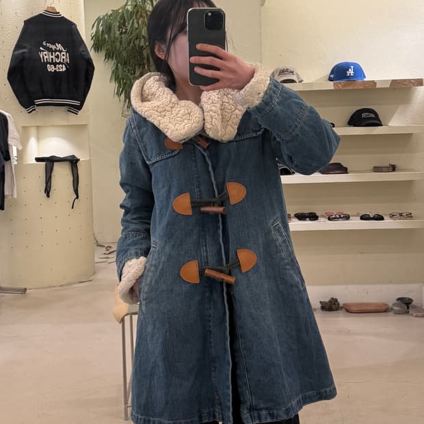 빈티지 데님 더플 코트 양털 안감 U398