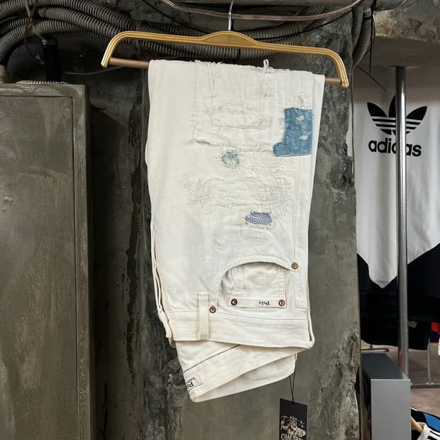 폴로 패치 워크 데님 팬츠 화이트 30X32 #csz2216