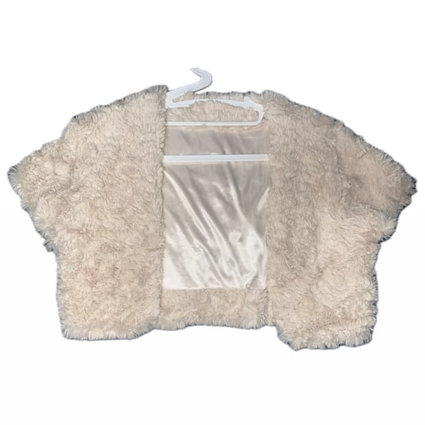 빈티지 아이보리 퍼 크롭 베스트