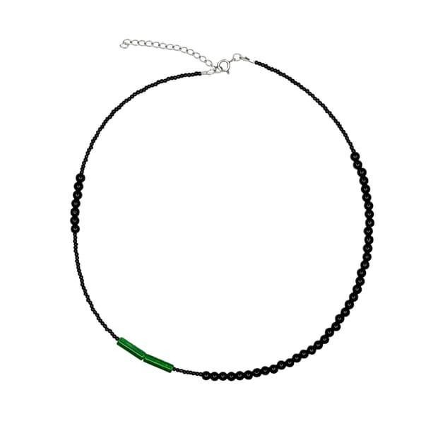 Green with black necklace 