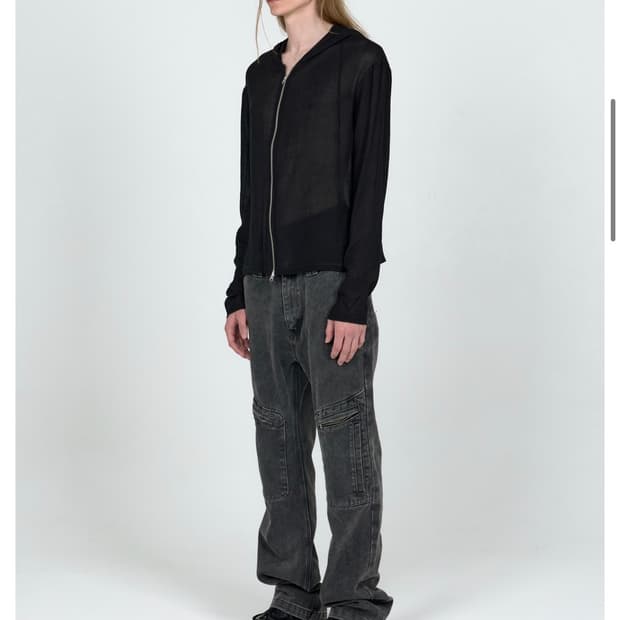 MPa VEIL CREPE HOODED ZIP JACKET (BLACK)