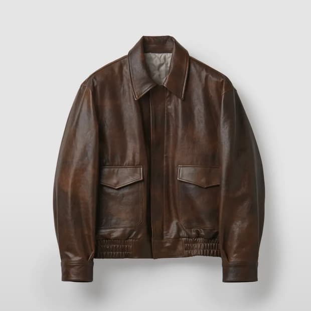 (S) 쿠어 베지터블 레더 a-2 자켓 브라운