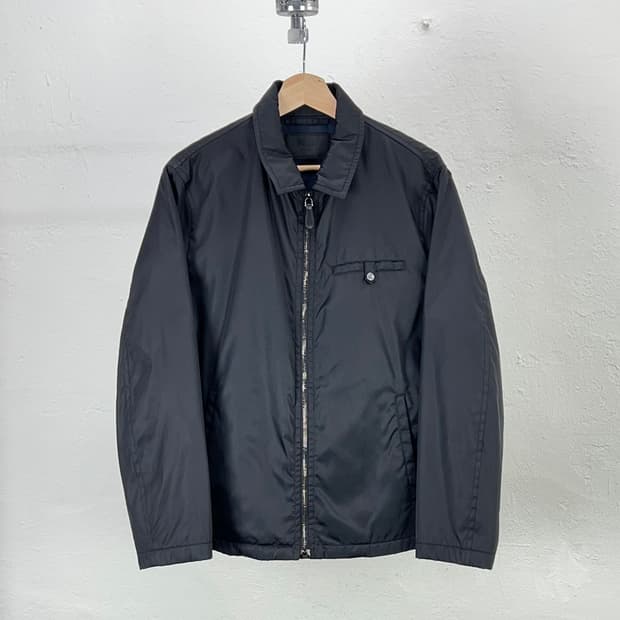 프라다 블랙 리 나일론 히든 포켓 개버딘 자켓