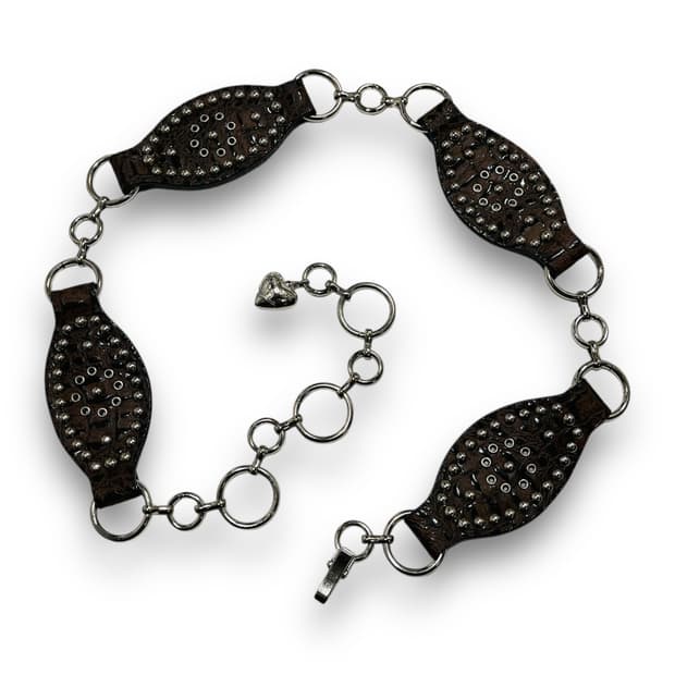 Western Leaf Stud Brown Vintage Belt