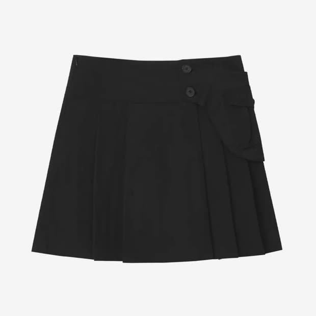 미세키서울 Waist pocket bag midi skirt Black