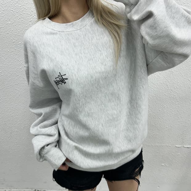 스투시 백로고 백멜란지 맨투맨 XL