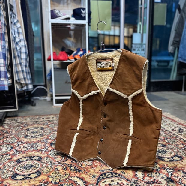 80's 빈티지 WARD 스웨이드 쉐르파 베스트 "L" (499)