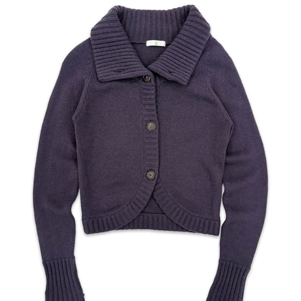 빈티지 롱슬리브 퍼플 니트 가디건