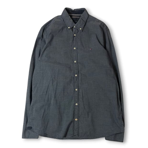 타미힐피거 네이비 마이크로 체크 긴팔 셔츠 뉴욕핏 L