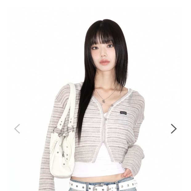 애즈온 가디건 / tea cardigan stripe pink