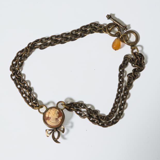 빈티지 Extasia 엑스타시아 쉘 카메오 리본 목걸이