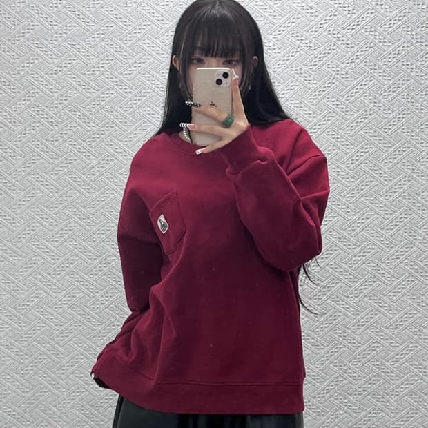 벤 데이비스 빈티지 버건디와인 오버핏 맨투맨 F C10303