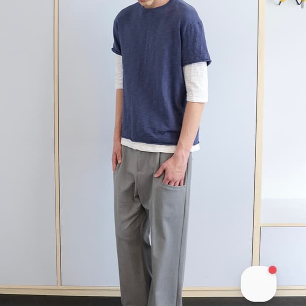 FADE SLUB HALF T-SHIRT - VINTAGE BLUE