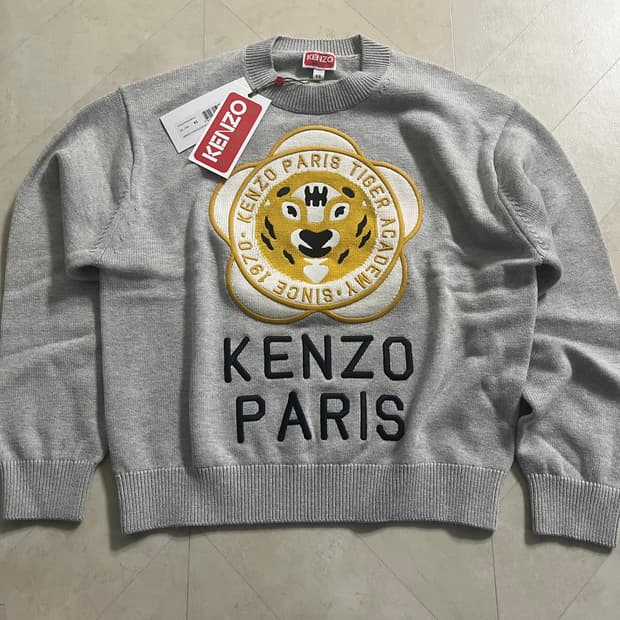새상품(XS)겐조 타이거 자수 니트 그레이