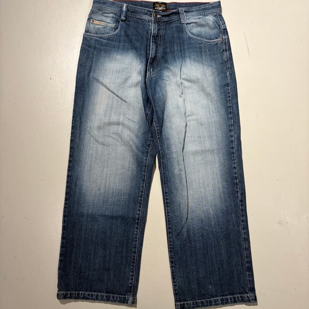 00s Avirex 워시드 데님 와이드 팬츠 (36×30)