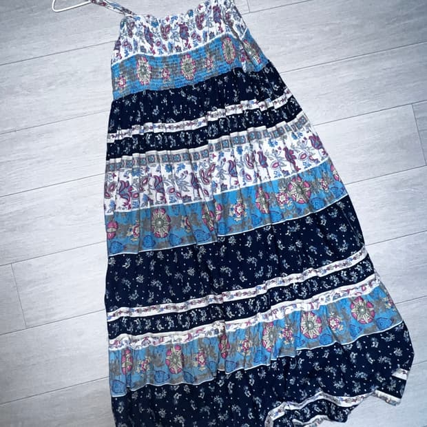 빈티지 에스닉 끈원피스 보헤미안 히피 모리걸 모리룩