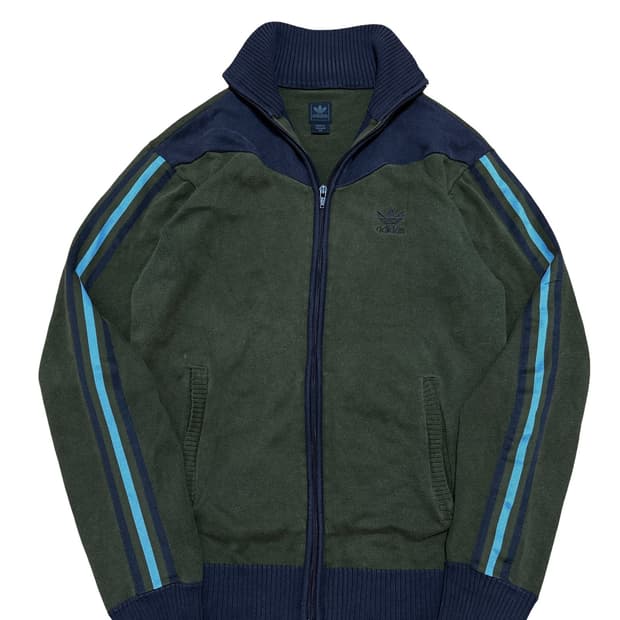 아디다스 트레포일 카키 니트집업
