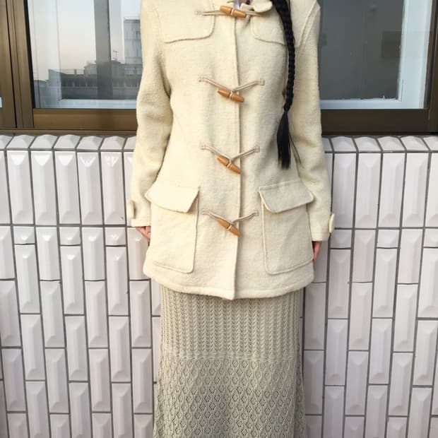 Duffle button hood coat