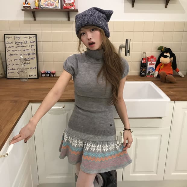 버버리 그레이 노르딕 퍼프 니혼진 코디세트