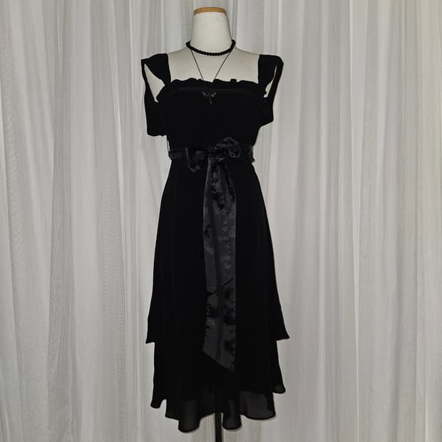 willselection 블랙 리본 히메 드레스