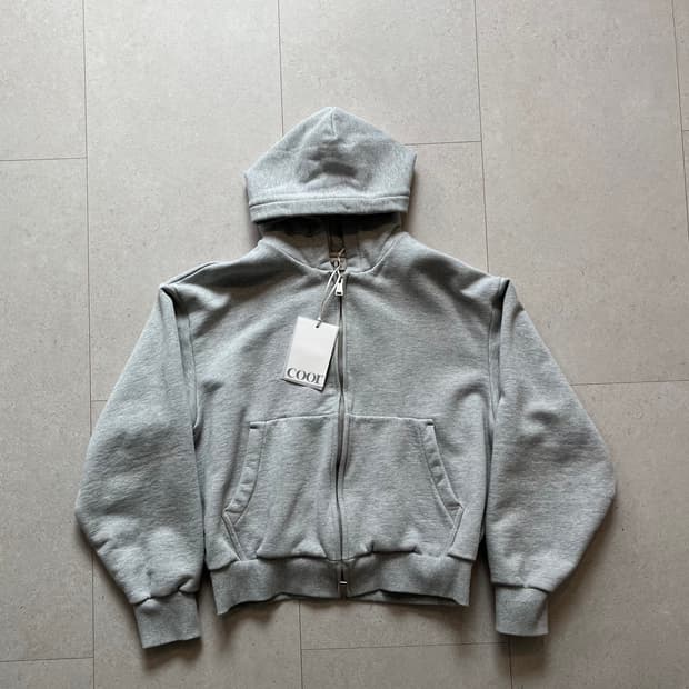 쿠어 미니멀 코튼 후드집업(멜란지그레이) 사이즈S