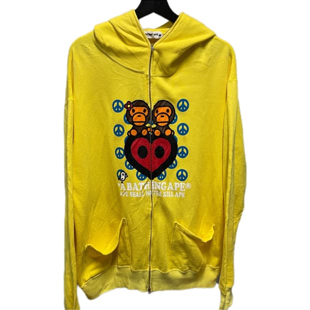 00s Bape  베이프 마일로 로고 후드 집업