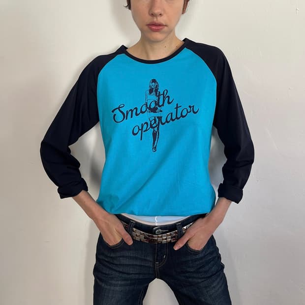 저스트하우스 RAGLAN SLEEVE TEE, BLUE/NAVY