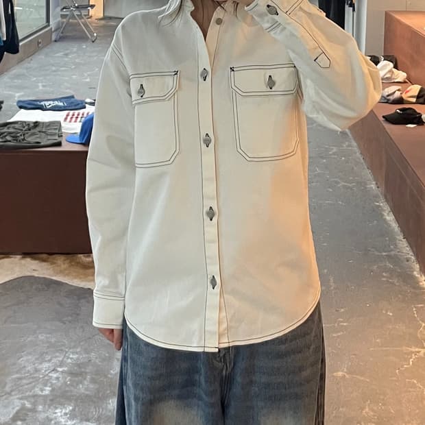 칼하트 화이트 워크 셔츠 H2425