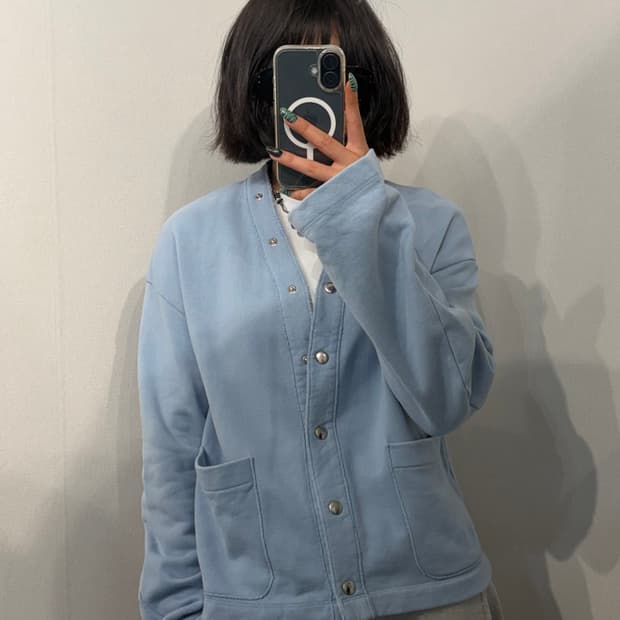 34 메종마레 스냅 버튼 가디건 자켓 스카이 블루