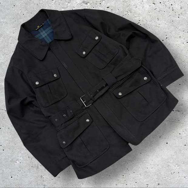 [L] 론트 사파리 블랙 벨티드 자켓 C34