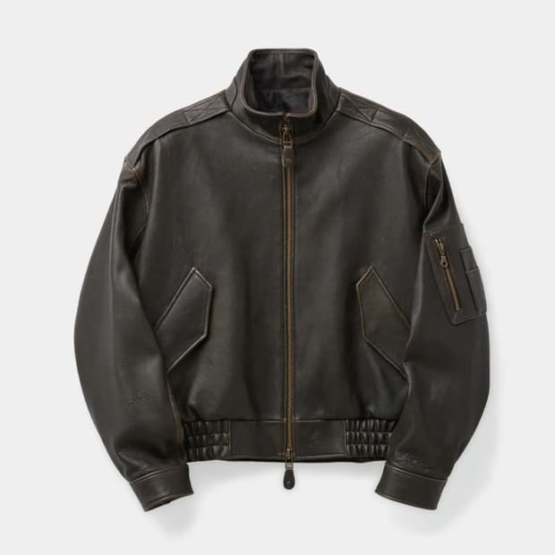 쿠어 빈티지 쉘카라 레더 지켓