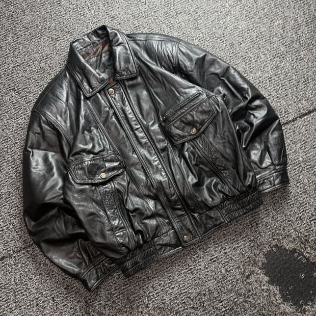 빈티지 아카이브 램스킨 레더 봄버 자켓 3676