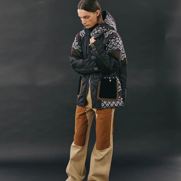 앤더슨벨 니트 패치 퀄티드 점퍼 블랙 S