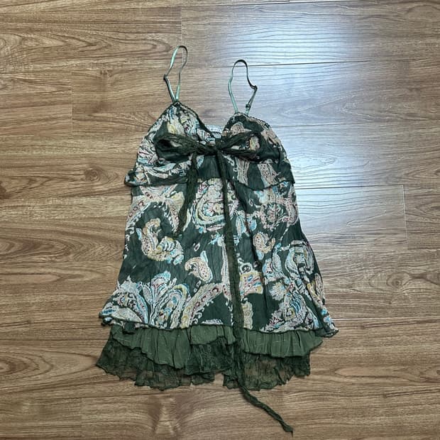 빈티지 말차 레이스 리본 블라우스 오네갸루 긱시크 페어리 그런지 모리걸