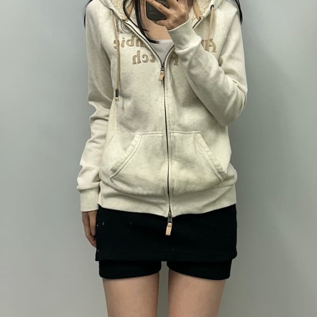 아베크롬비 y2k 와투케 아이보리 양털 후드집업