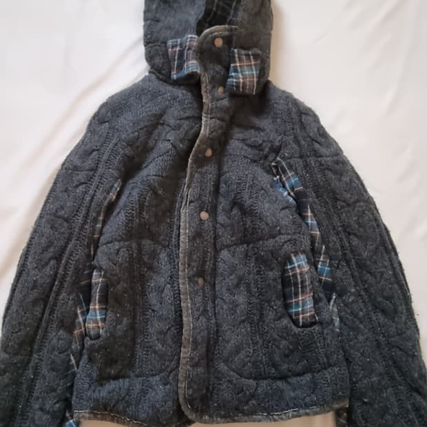 빈티지 모리걸 하구미 그레이 체크 자켓