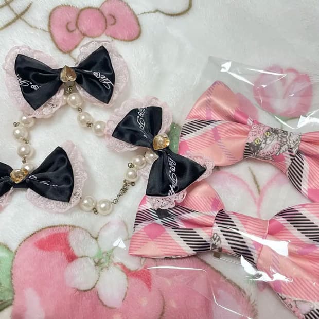 라파페 진주리본 초커&마즈 네코 리본핀