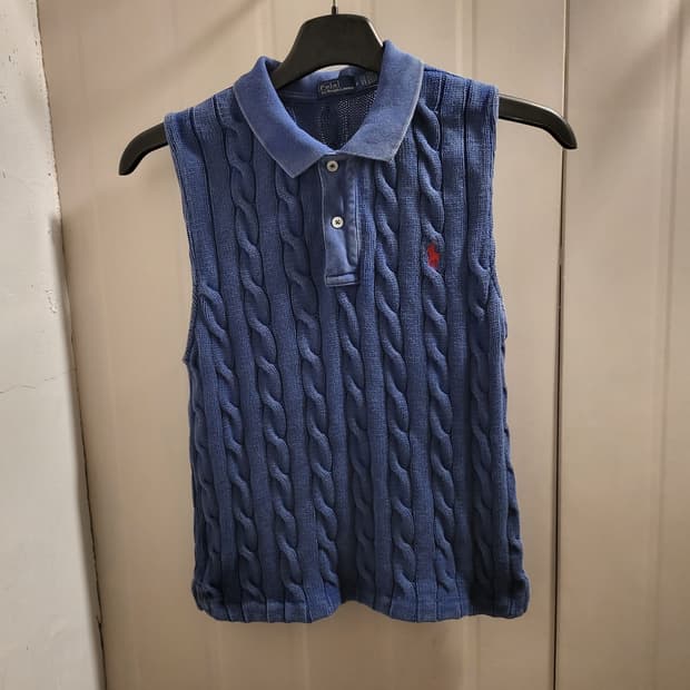 폴로 케이블 니트 조끼 