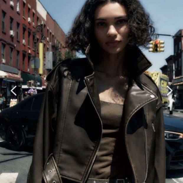 자라 페이크레더 크롭 라이더 워싱자켓