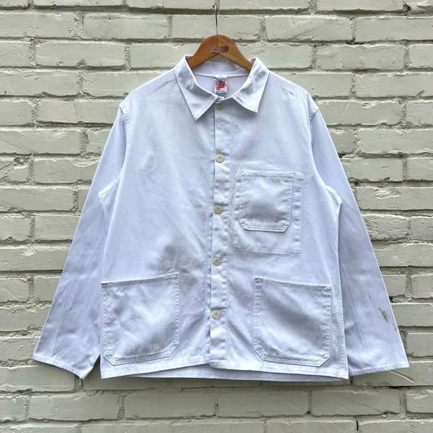 OLD VINTAGE WHITE "HBT" 헤링본트윌코튼 프렌치워크자켓