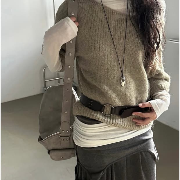 르에브leve 알파카 울 하프니트