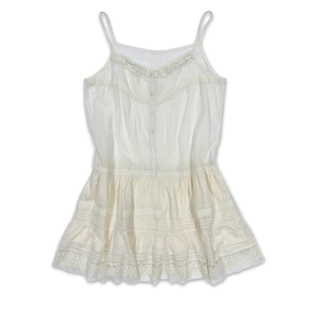 빈티지 Lowrys Farm 모리 레이스 프릴 레이어드 슬리브리스