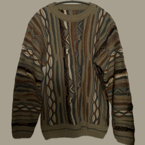 카키 빈티지 케이블 니트