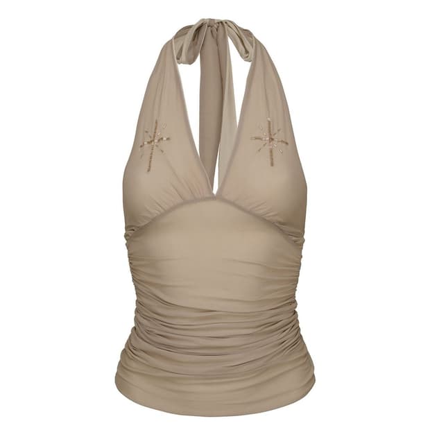 스컬프터 Beaded Mesh Halter Top Skin